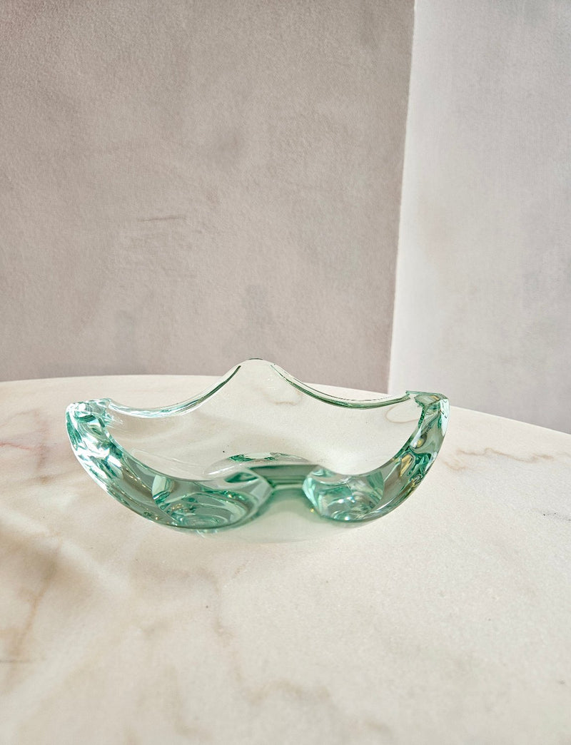 1970s Fontana-Style Pale Green Square Blue Bowl