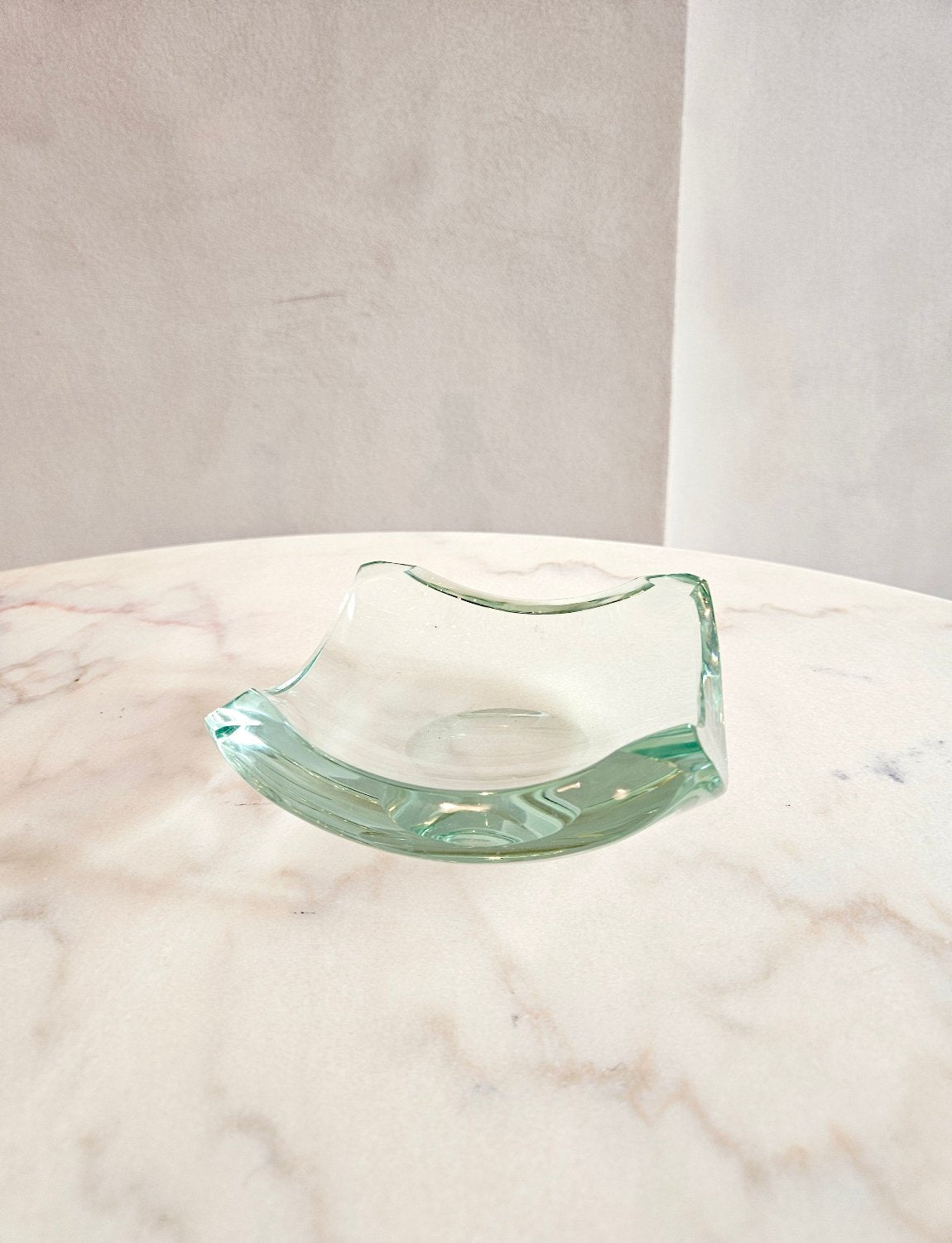 1970s Fontana-Style Pale Green Square Blue Bowl