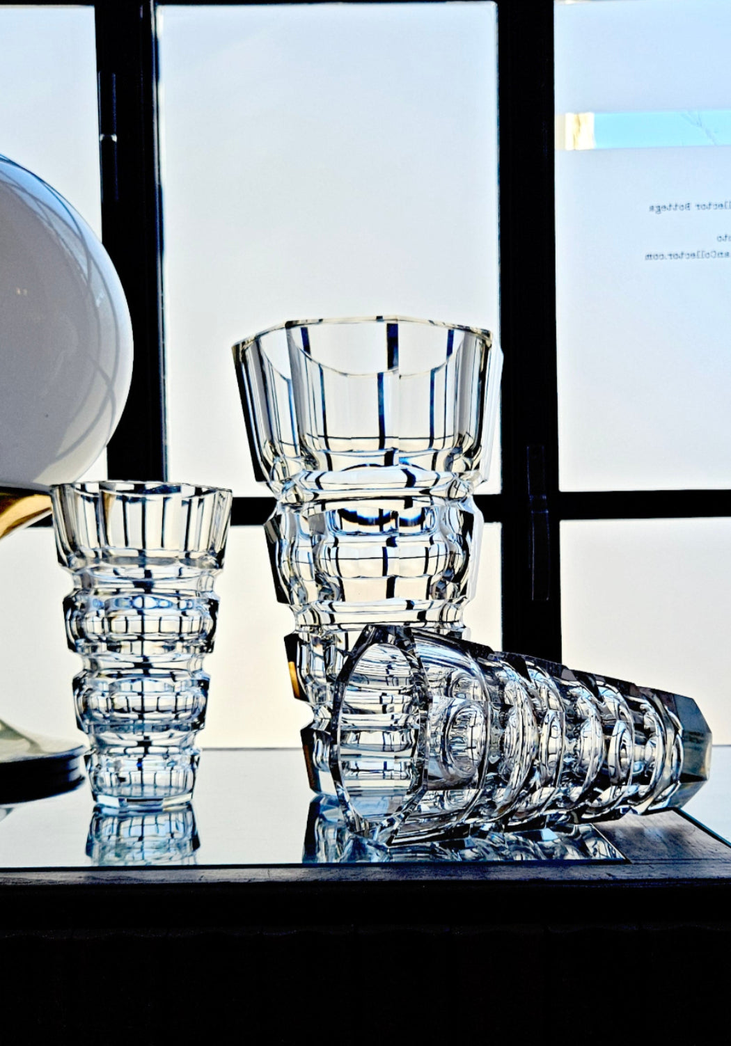 Set of Three 1970s Heavy Crystal Vases