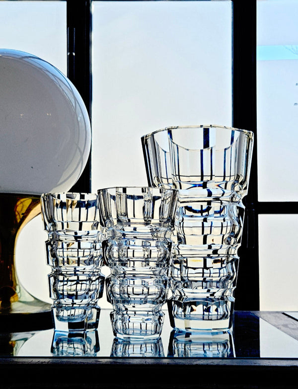 Set of Three 1970s Heavy Crystal Vases