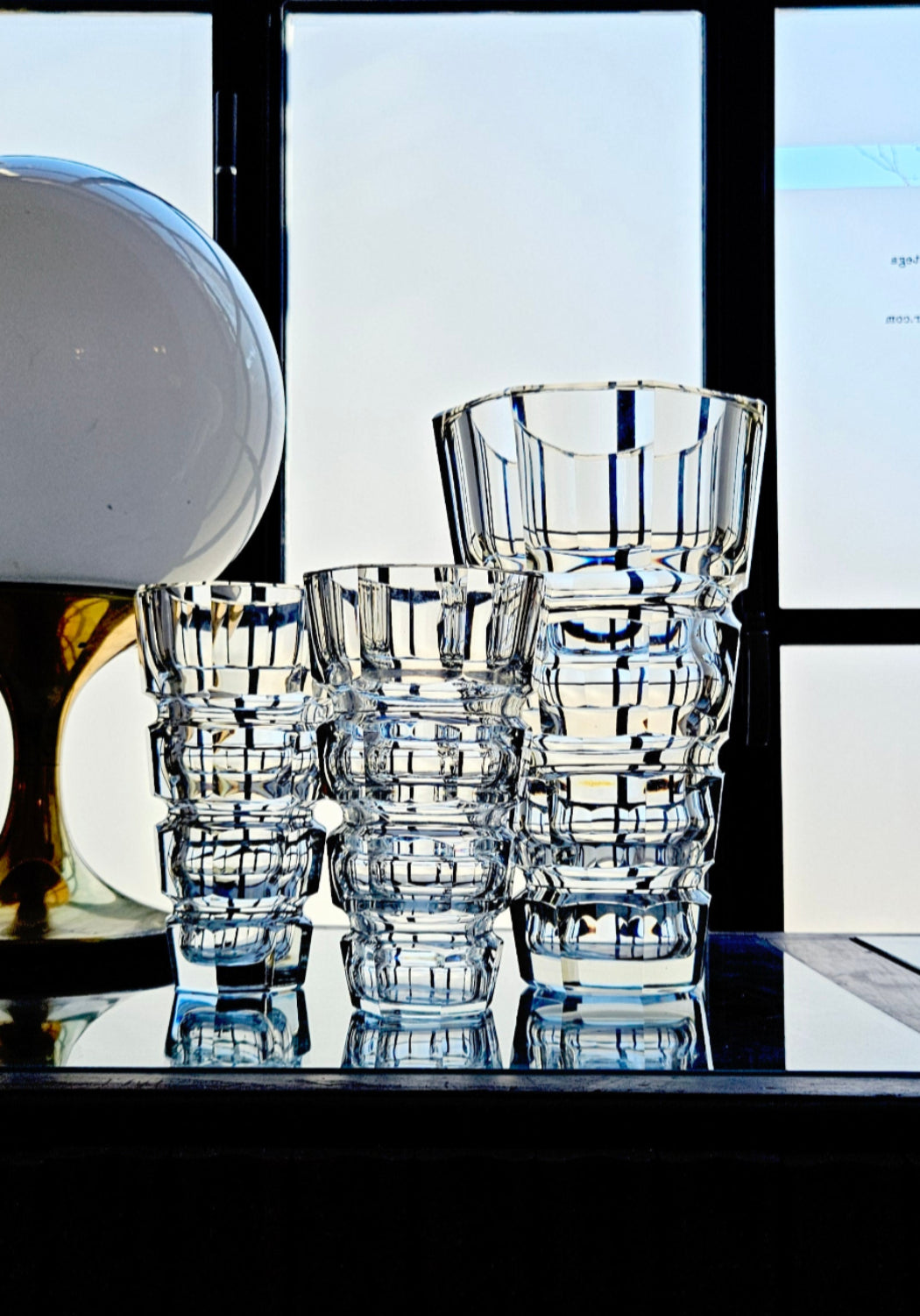 Set of Three 1970s Heavy Crystal Vases