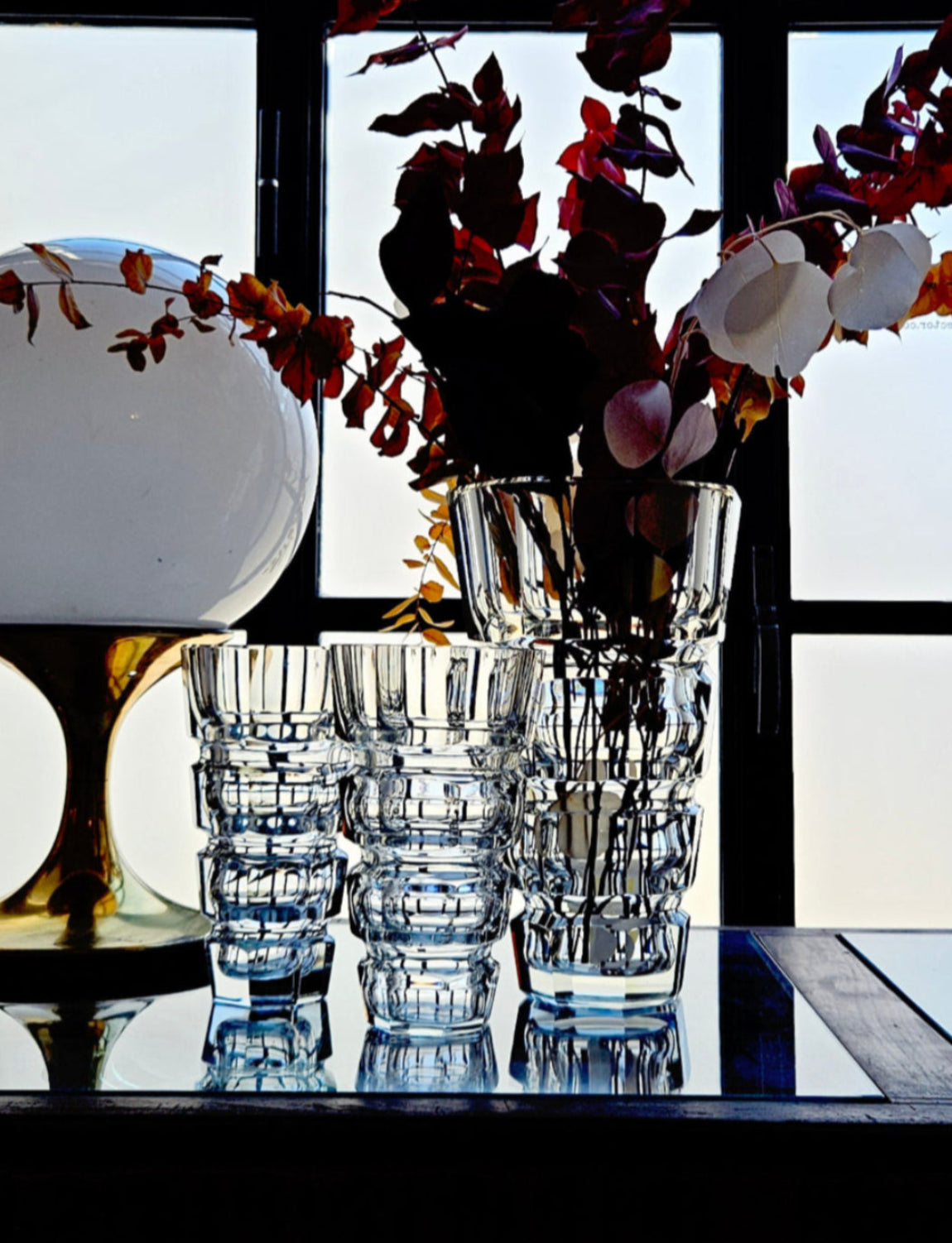 Set of Three 1970s Heavy Crystal Vases