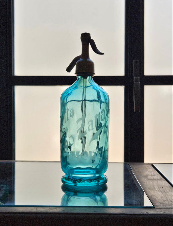 1950s Turquoise Blue Soda Bottle - Ditta Gino Zanasi, Modena