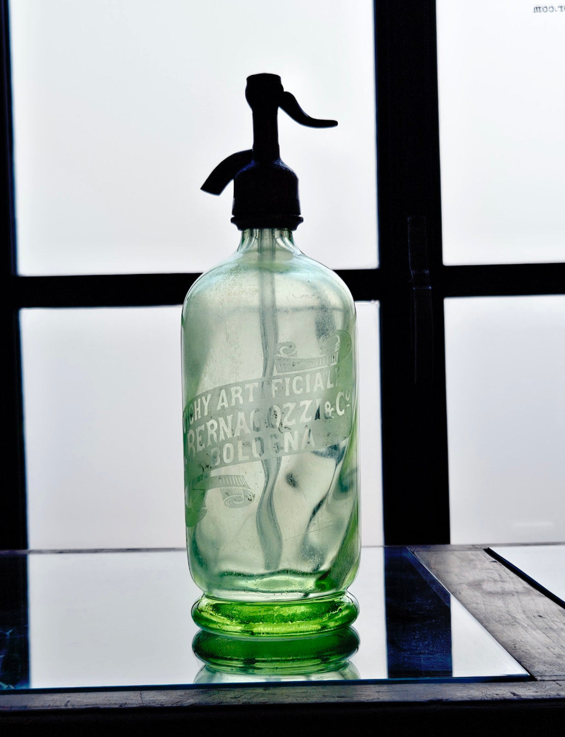 1950s Light Green Soda Bottle -   L. Bernagozzi & Co, Bologna