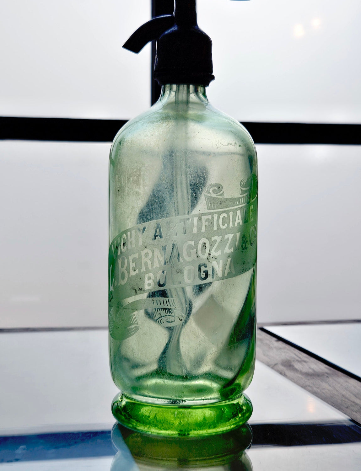 1950s Light Green Soda Bottle -   L. Bernagozzi & Co, Bologna