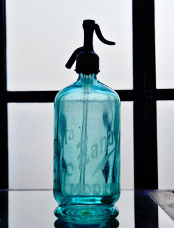 1950s Extra Large Turquoise Blue Soda Bottle