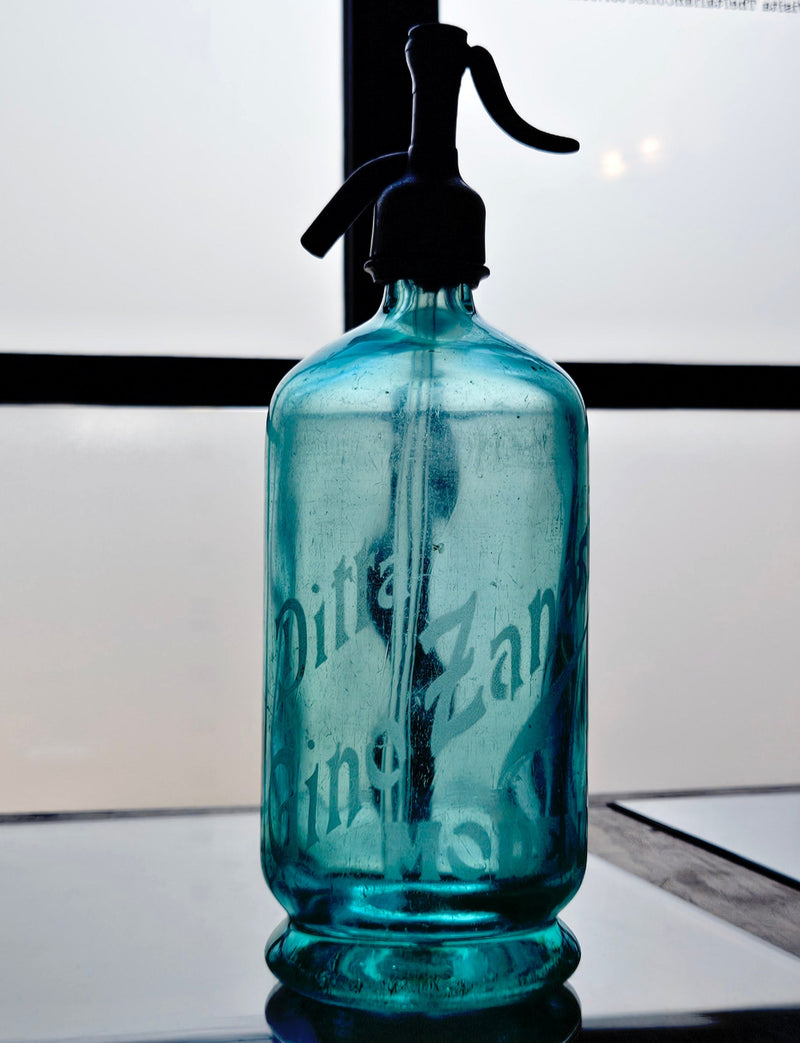 1950s Extra Large Turquoise Blue Soda Bottle