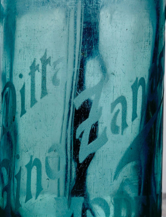 1950s Extra Large Turquoise Blue Soda Bottle