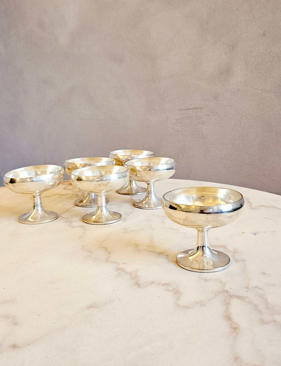 Set of 6 Silver Arthur Krupp Milano Gelato Bowls