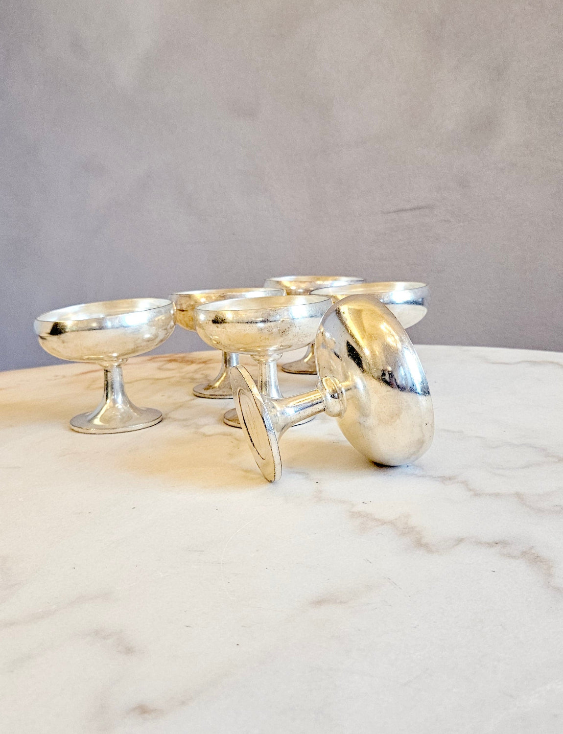 Set of 6 Silver-Plated Arthur Krupp Milano Gelato Bowls