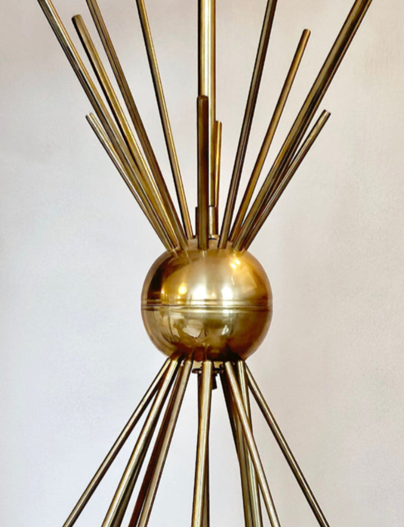 1960s Stilnovo Six Murano Ball Brass Ceiling Light