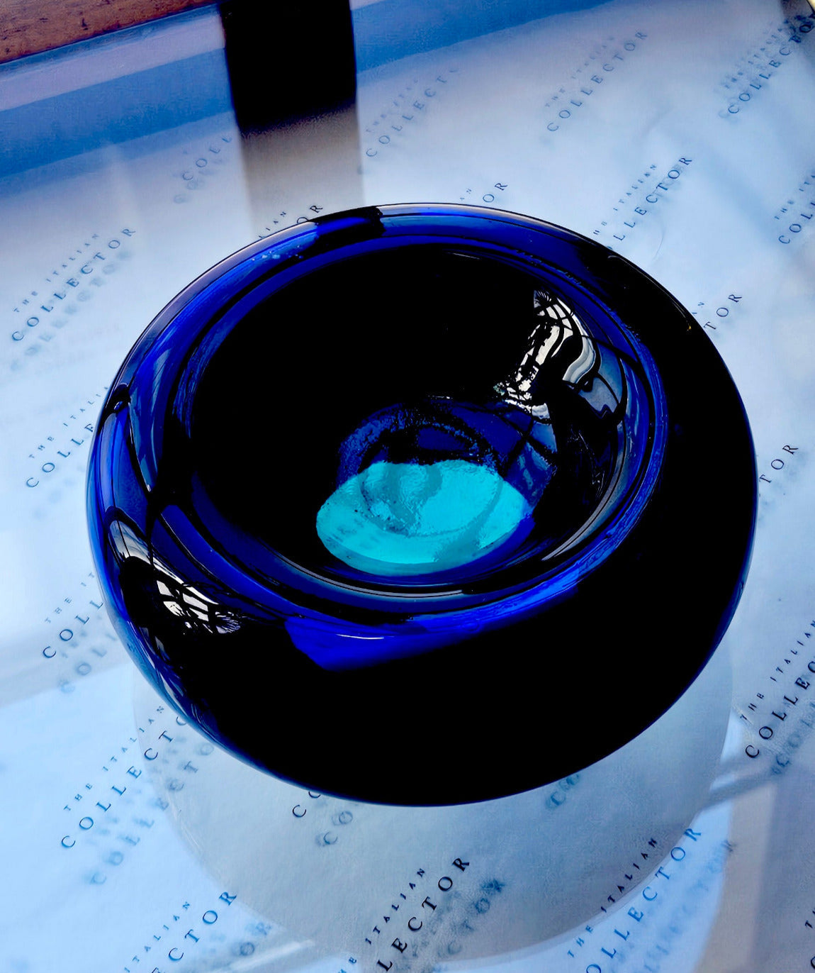 1960s Hand-blown Blue Glass Bowl attributed to Cenedese