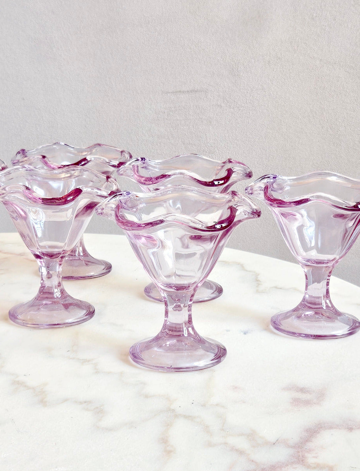 Set of 1970s Glass Gelato Bowls in Lilac