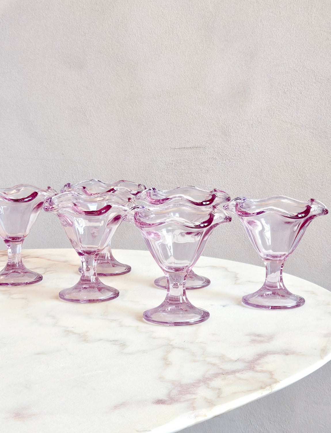 Set of 1970s Glass Gelato Bowls in Lilac