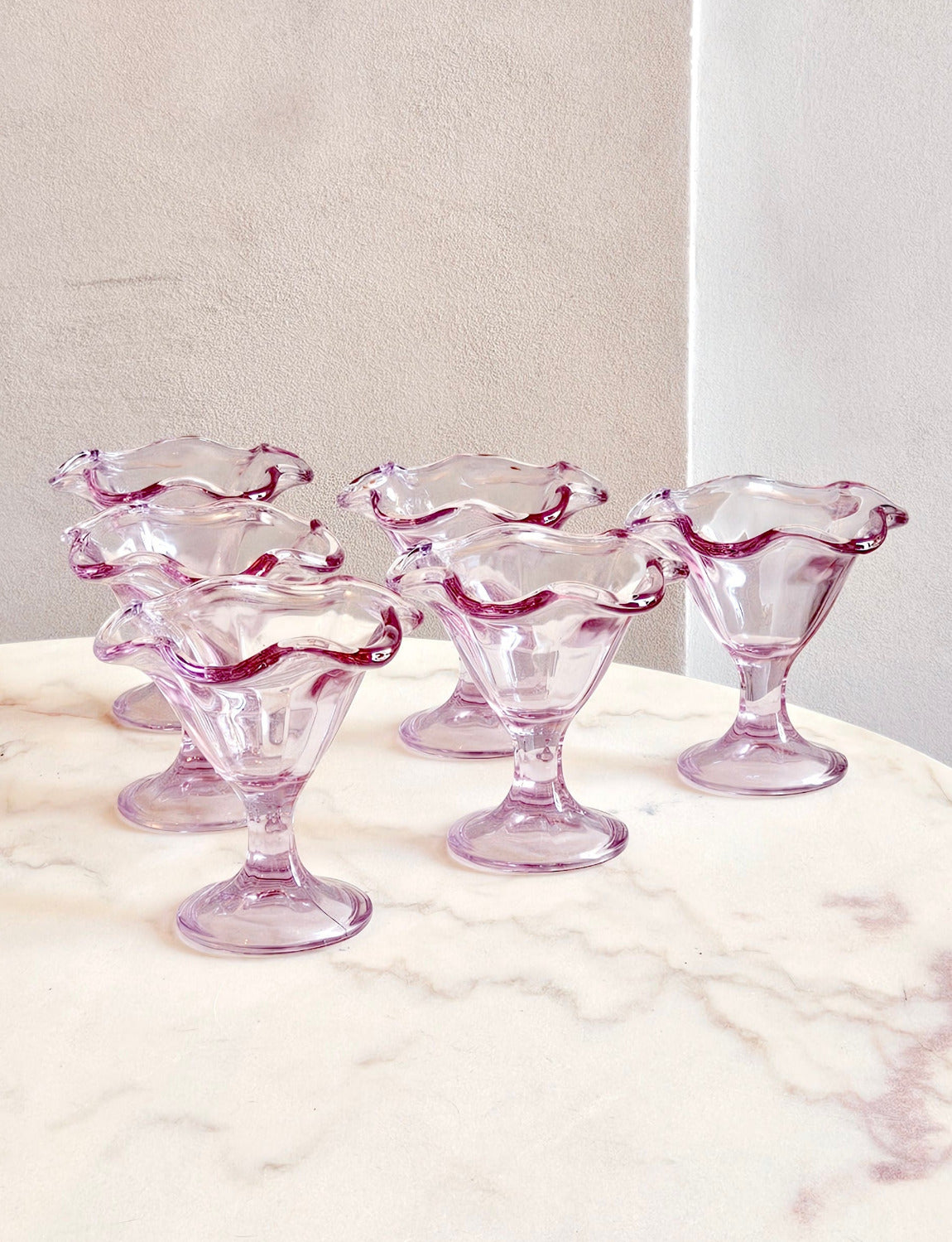 Set of 1970s Glass Gelato Bowls in Lilac