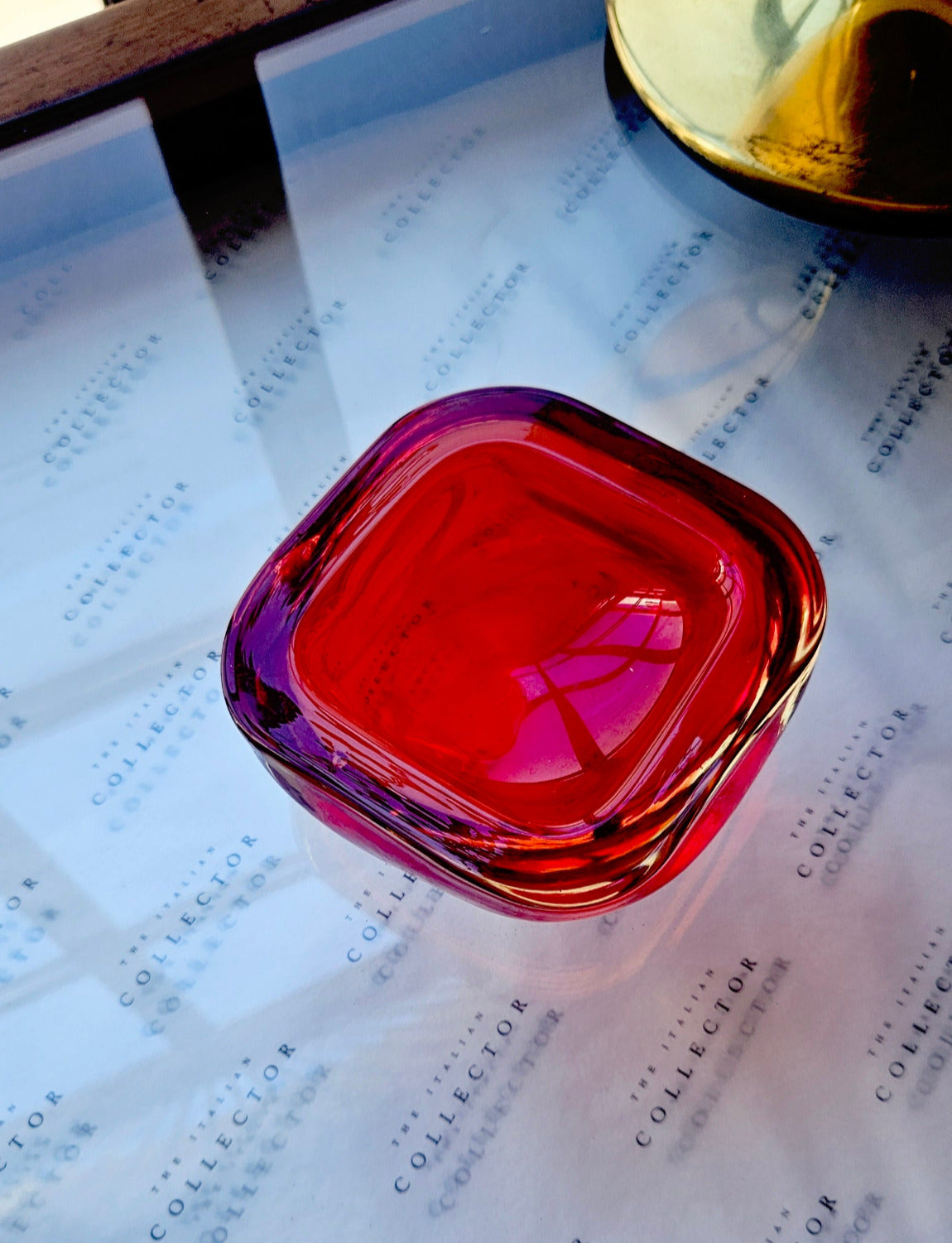 1970s Murano Glass Red Square Bowl