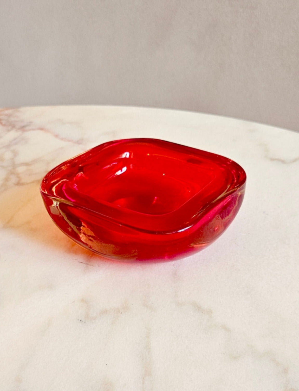 1970s Murano Glass Red Square Bowl