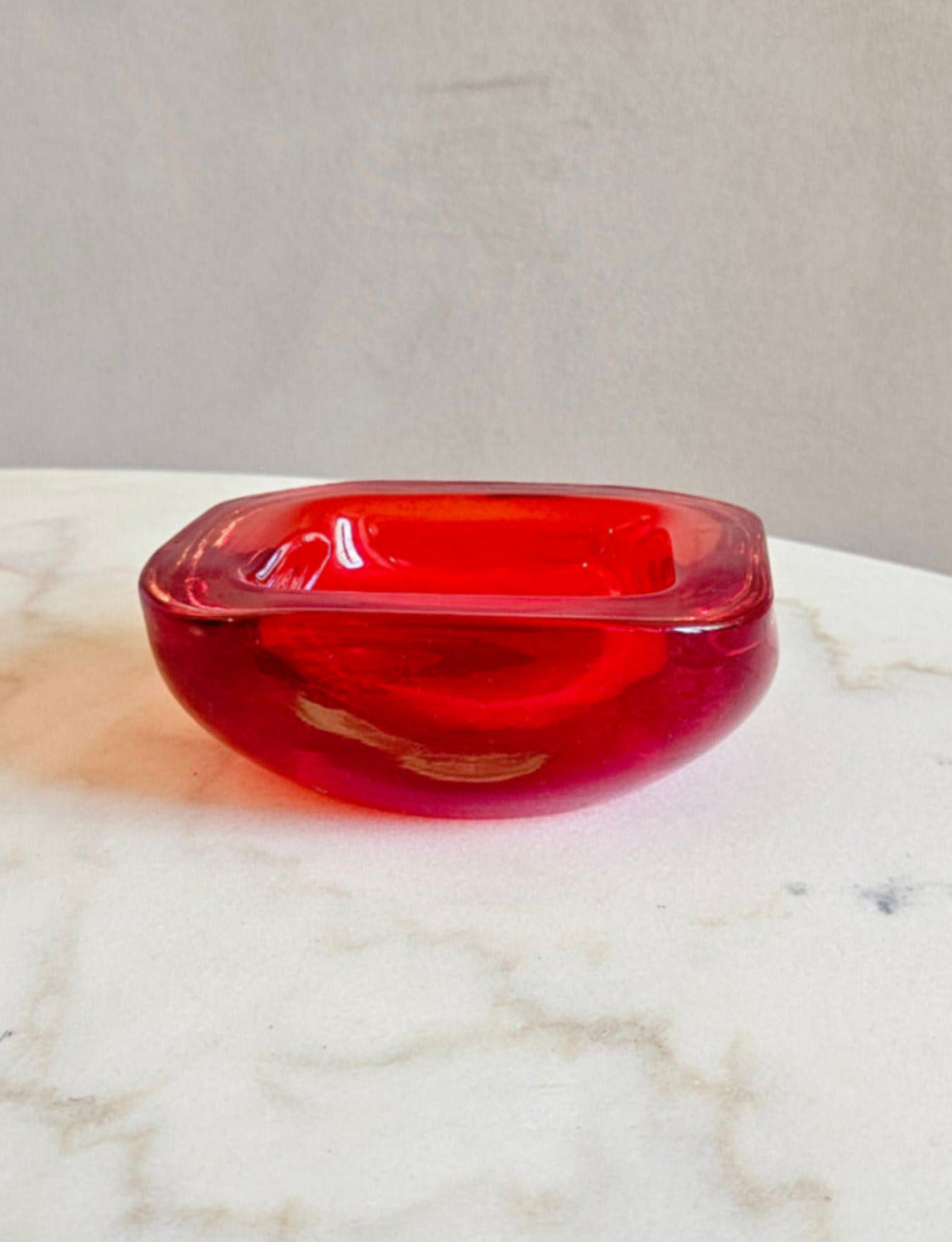 1970s Murano Glass Red Square Bowl