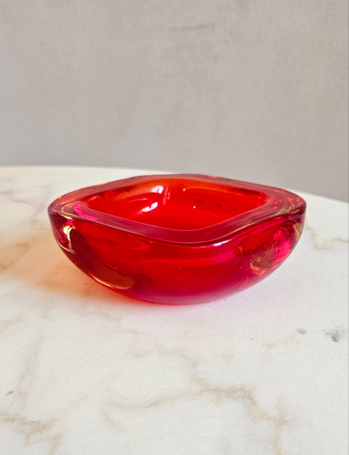 1970s Murano Glass Red Square Bowl