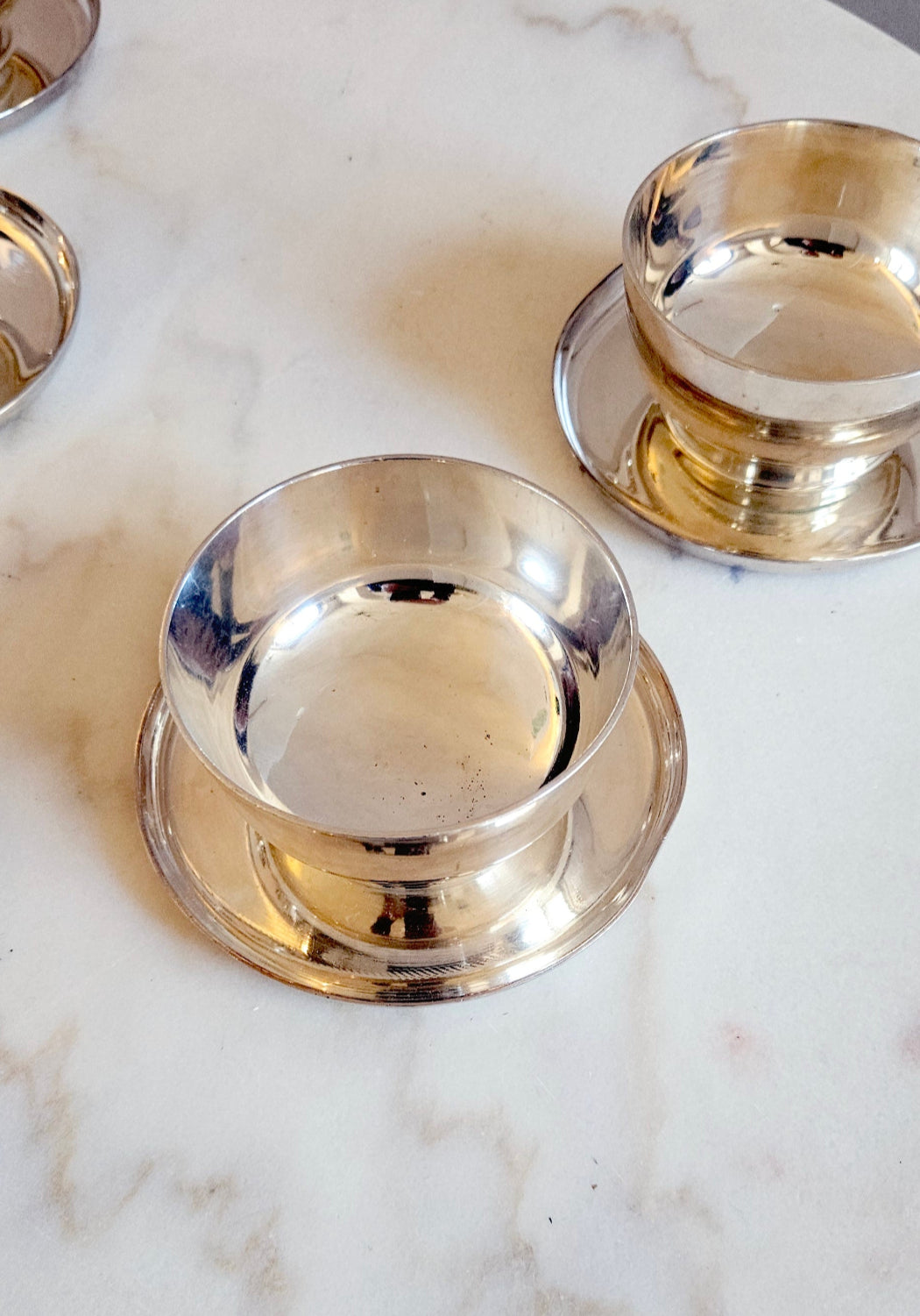 Set of 8 Silver Krupp Milano Gelato Bowls with base