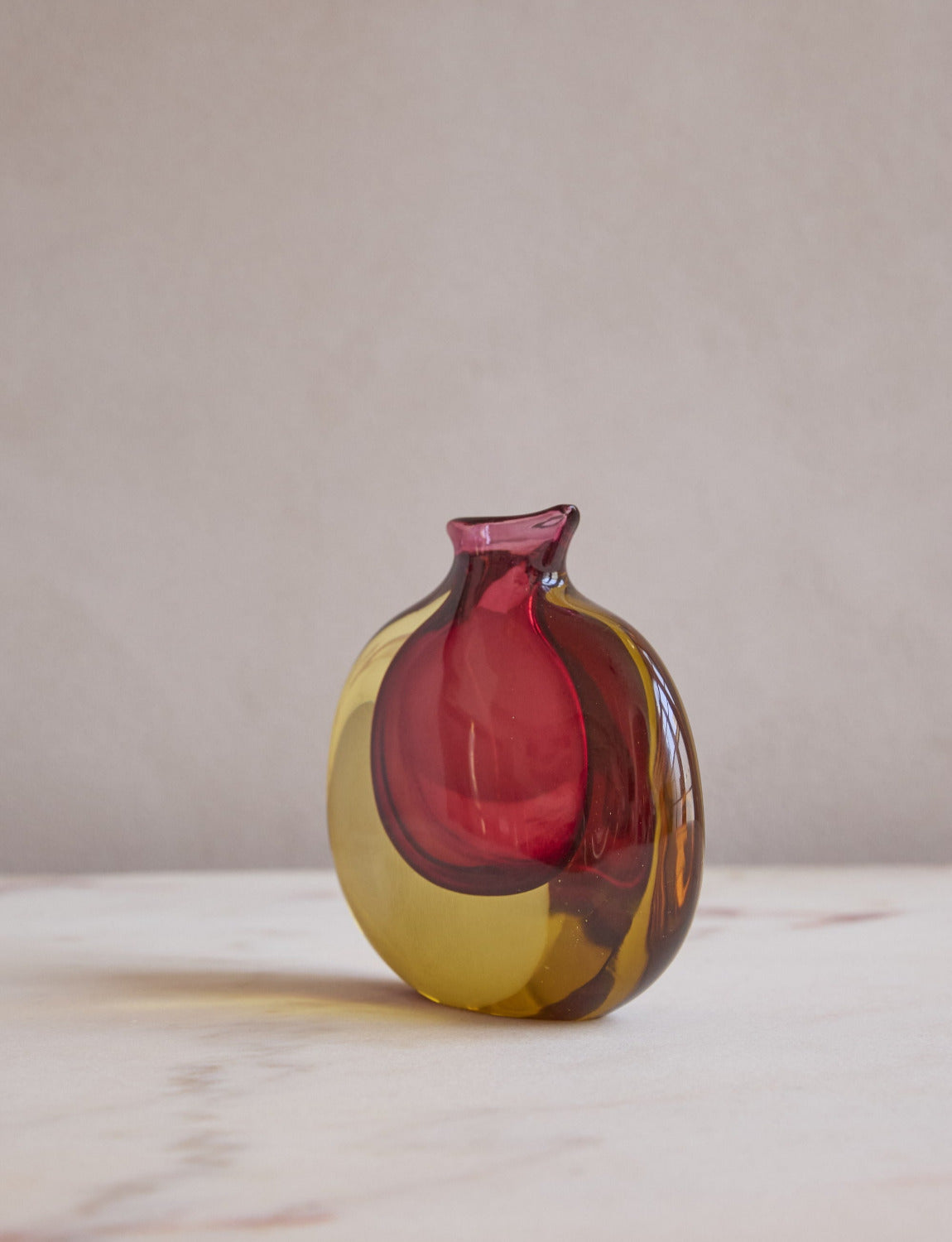 1960s Flavio Poli Red and Yellow Sommerso Vase