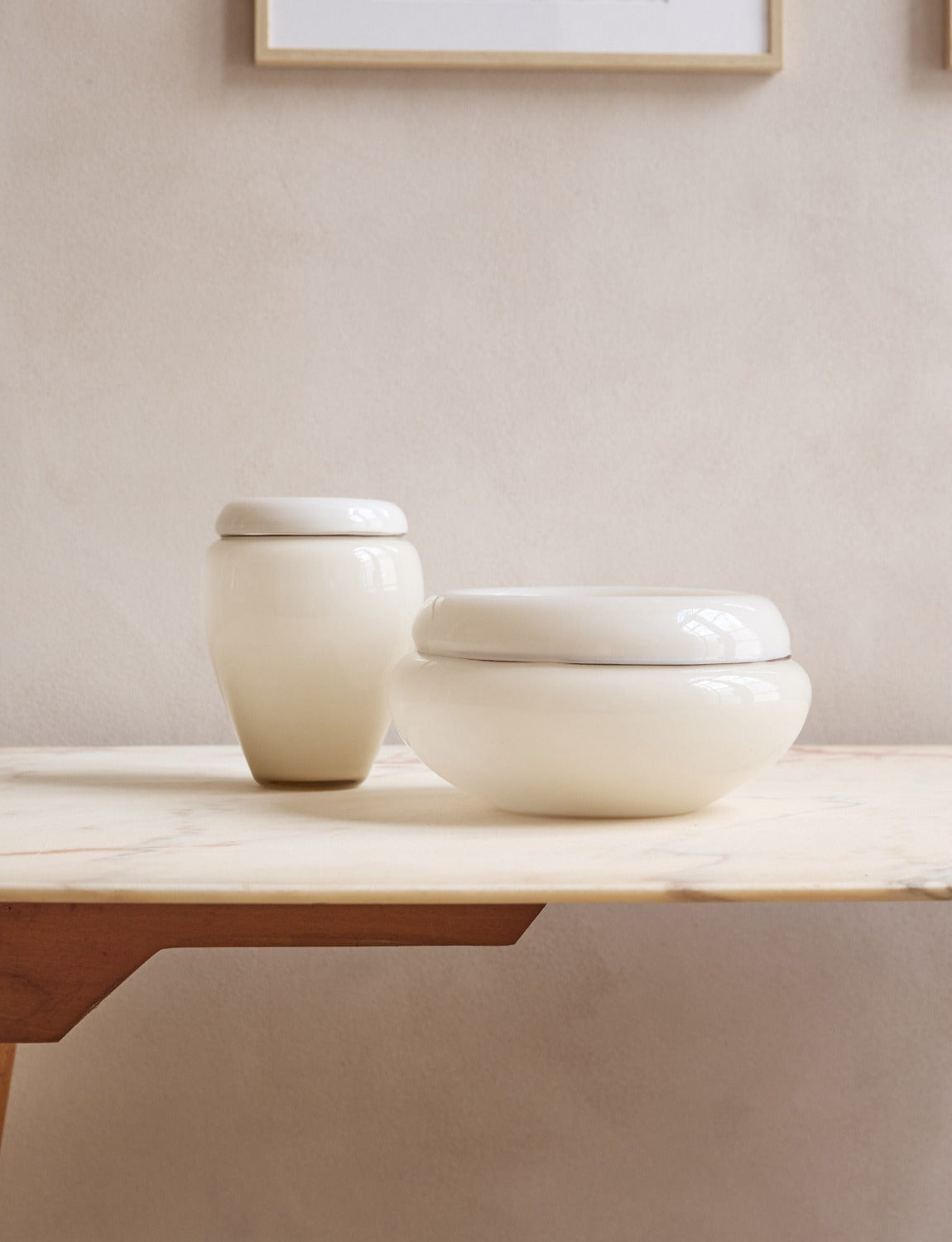 1970s Cream Vase & Bowl by Lino Tagliapietra