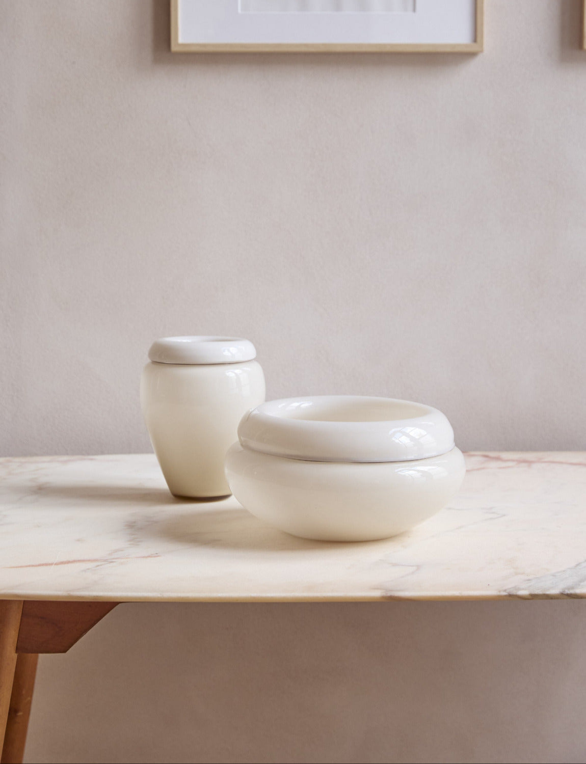 1970s Cream Vase & Bowl by Lino Tagliapietra