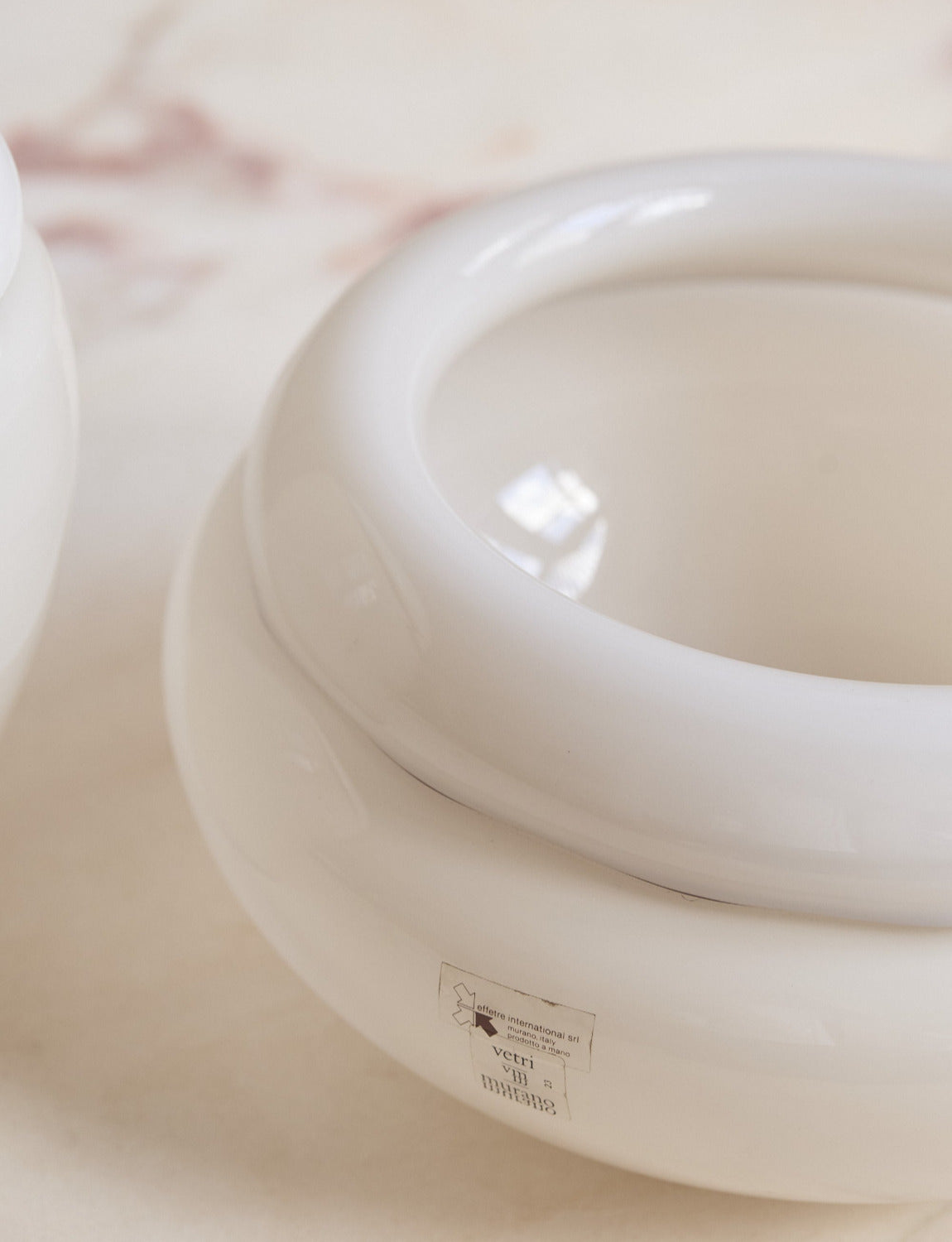 1970s Cream Vase & Bowl by Lino Tagliapietra