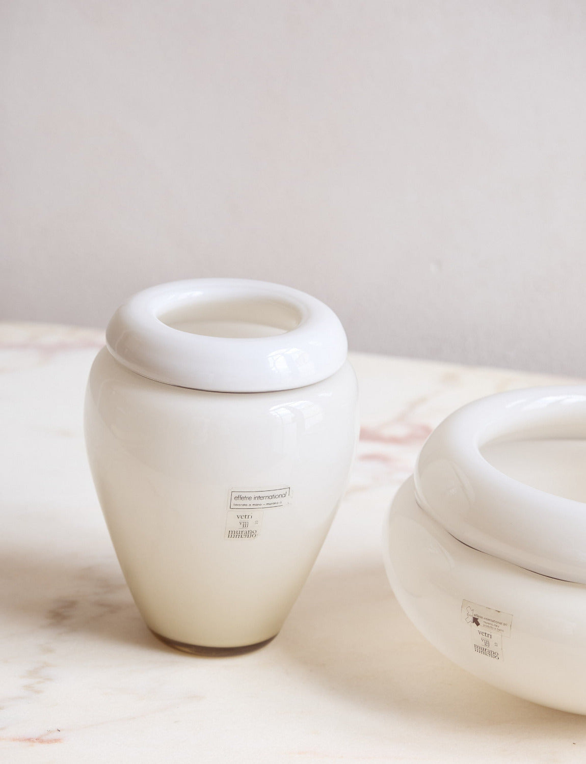 1970s Cream Vase & Bowl by Lino Tagliapietra