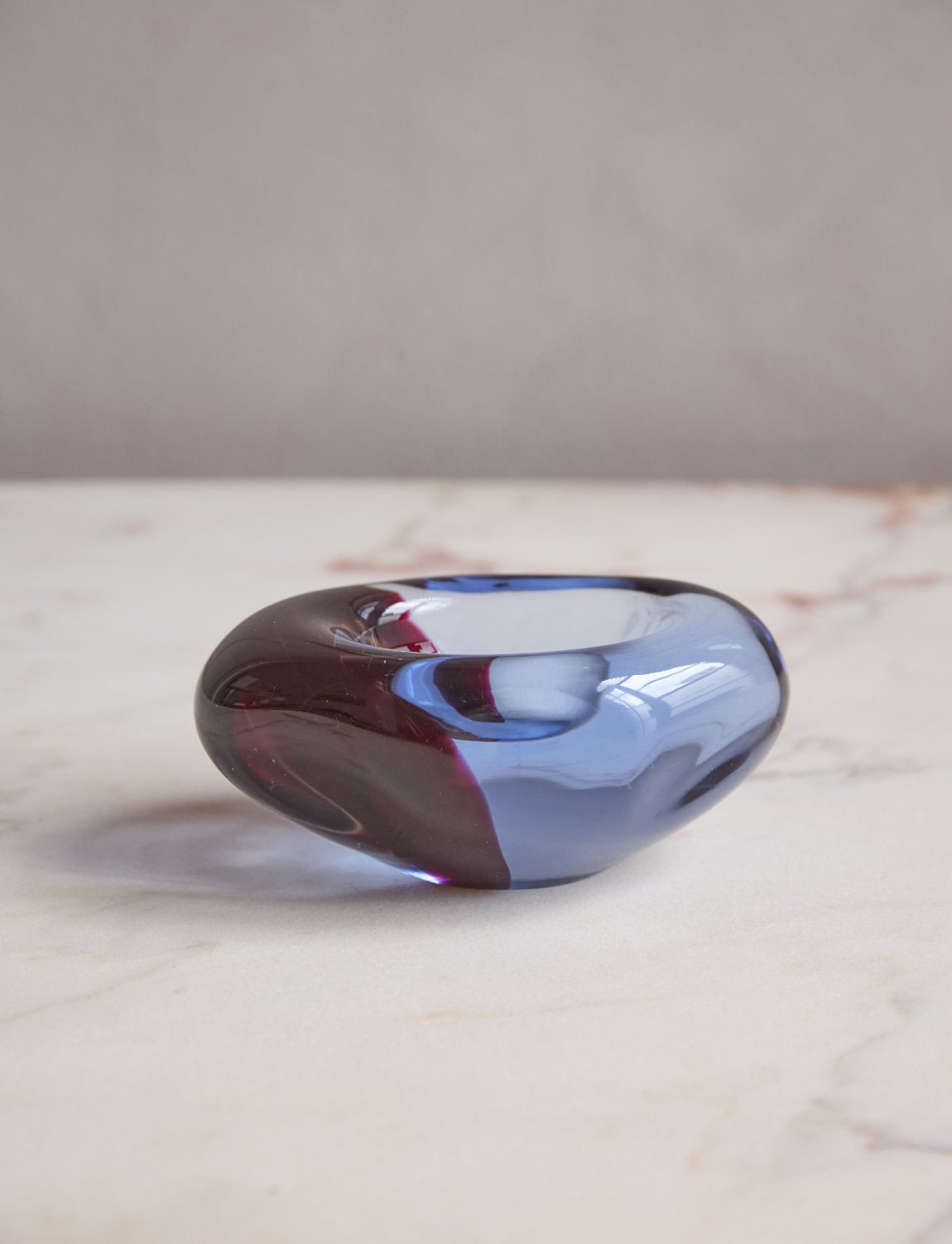 Cenedese Purple Glass Stone Shaped Bowl