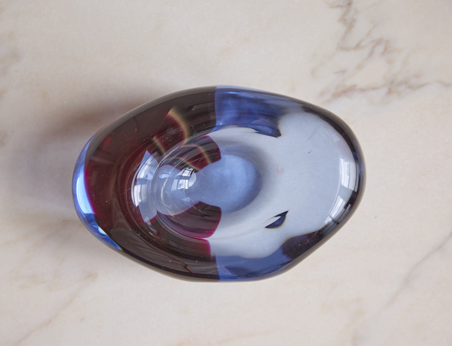 Cenedese Purple Glass Stone Shaped Bowl
