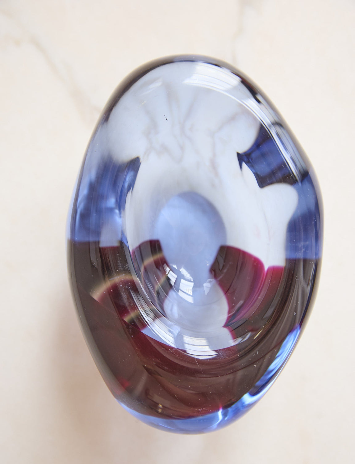 Cenedese Purple Glass Stone Shaped Bowl