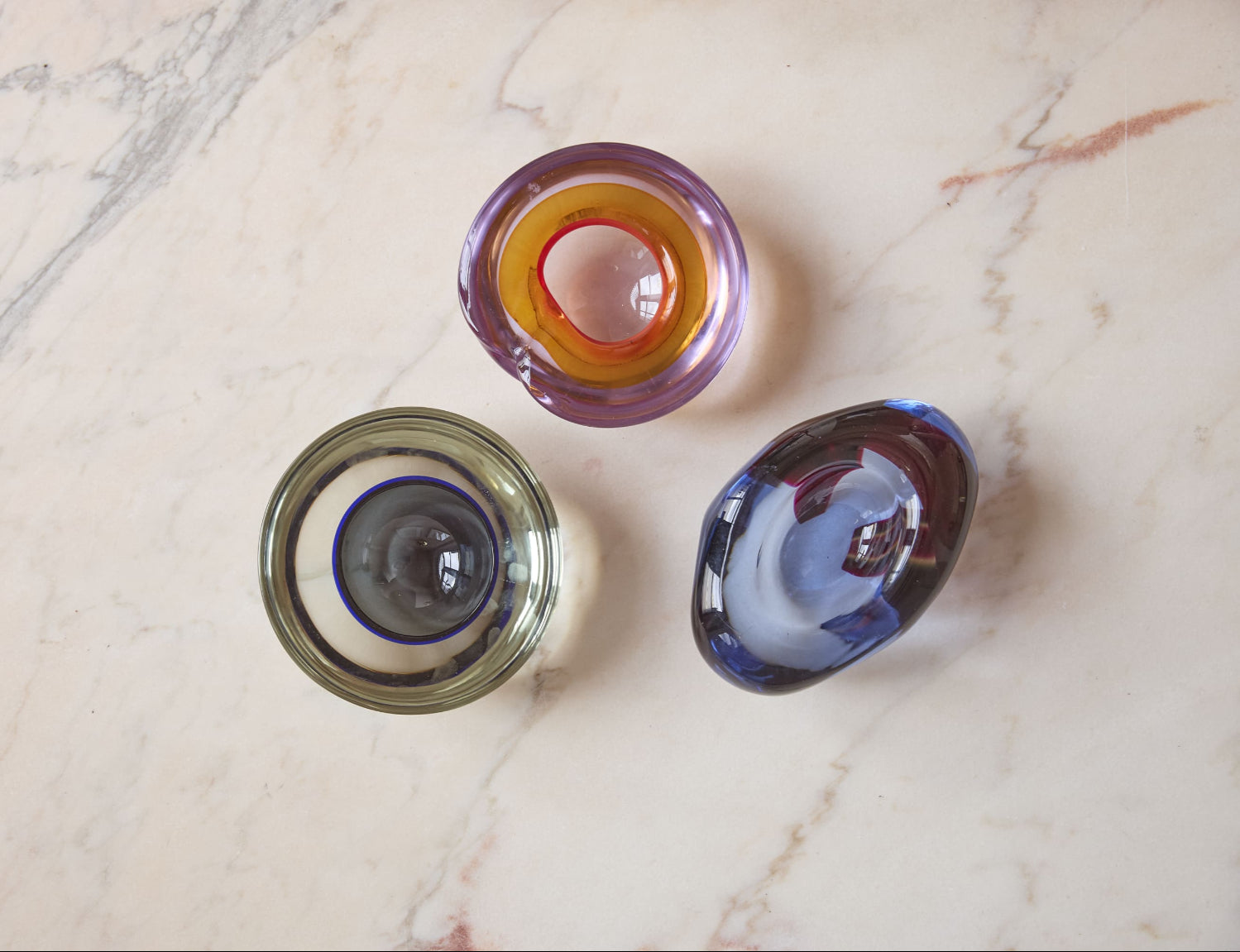 Cenedese Purple Glass Stone Shaped Bowl