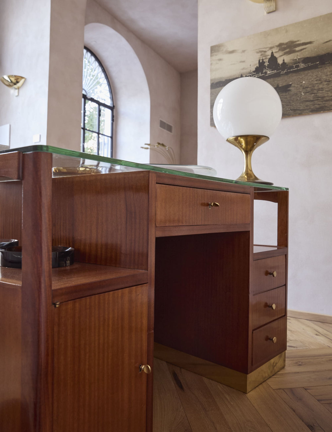 1950s Curved Rosewood Paolo Buffa Desk