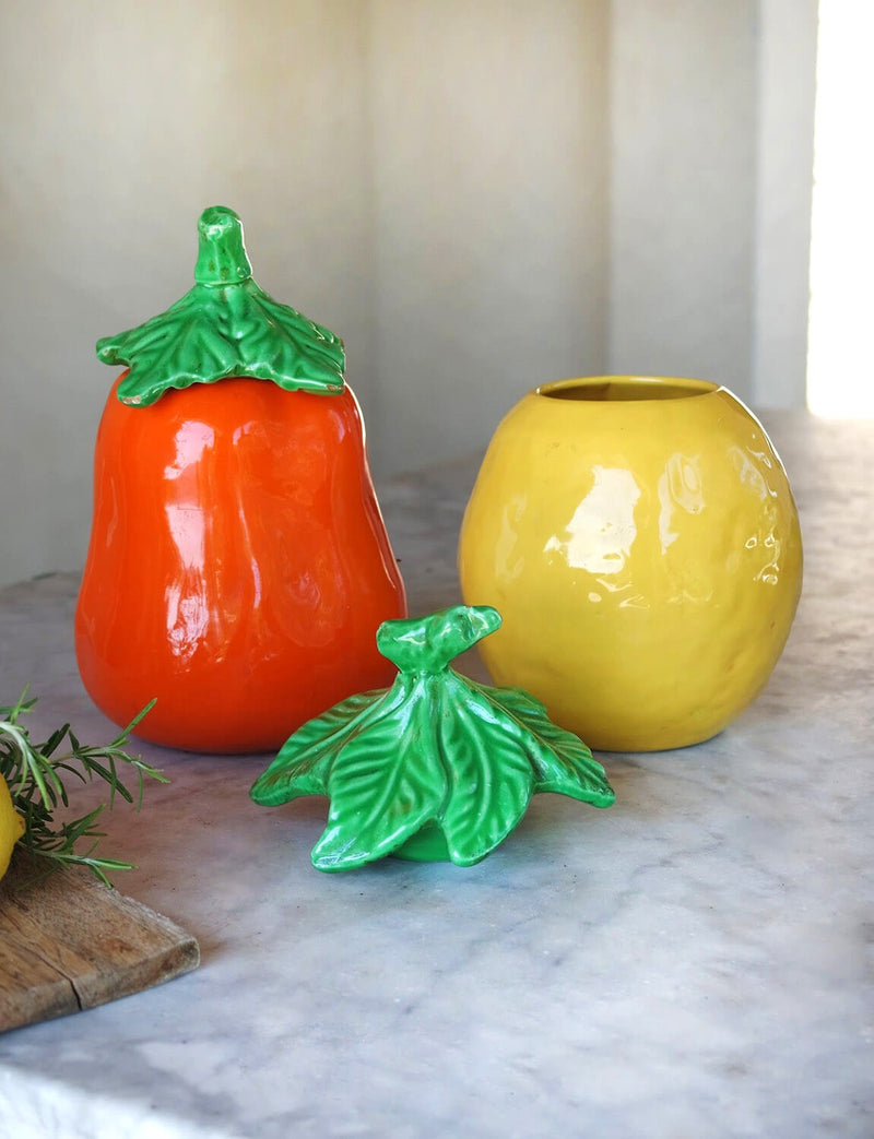 1950s Orange & Lemon Ceramic Kitchen Pots