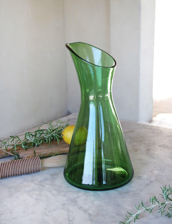 1950s Green Empoli Glass Water decanter