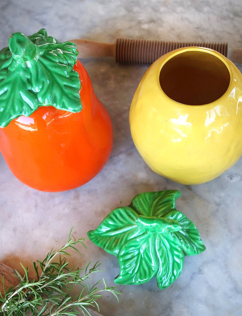 1950s Orange & Lemon Ceramic Kitchen Pots