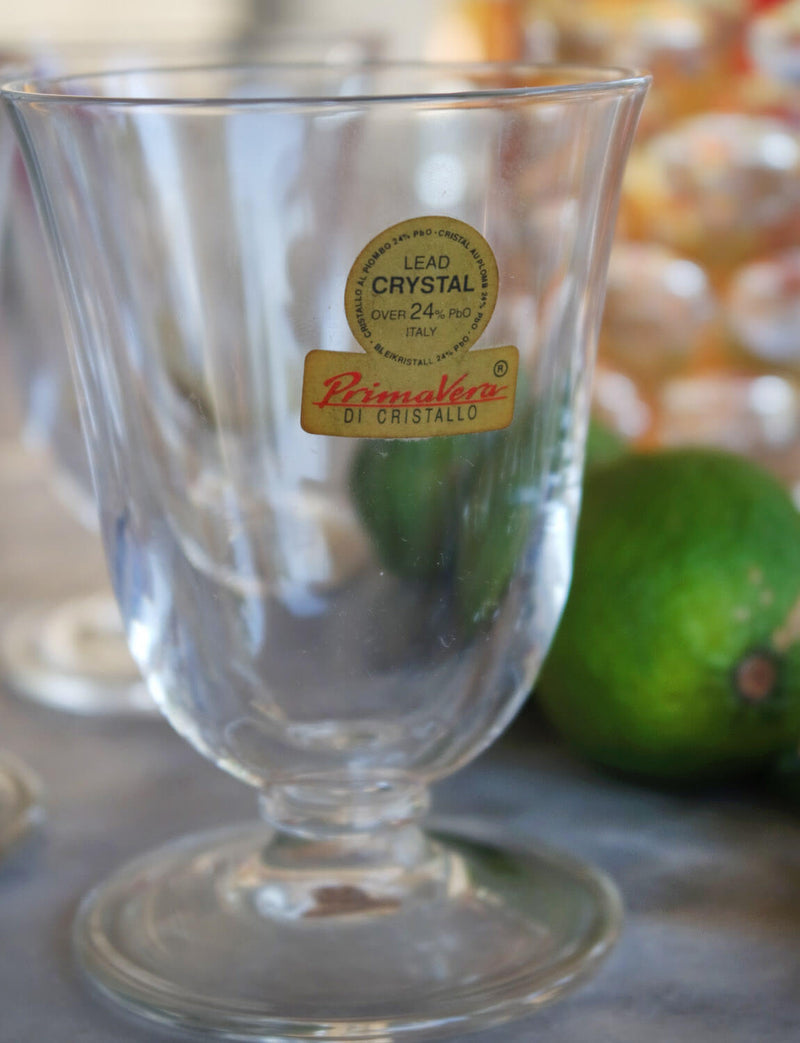 Eight 1940s Lead Crystal Italian Wine Glasses