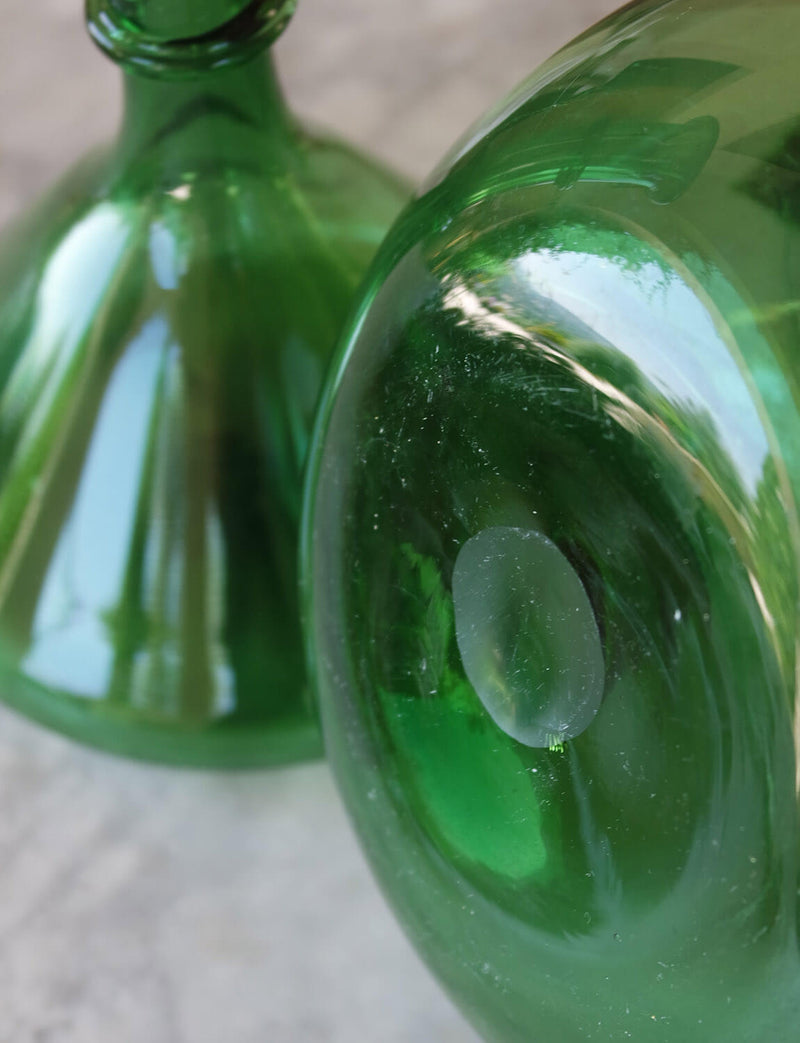 Pair of 1950s Empoli Glass Bottles