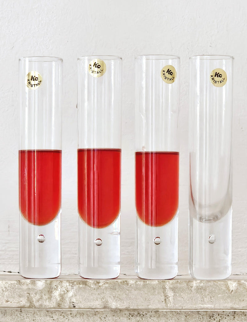 Set of Six 1970s Tall Mini Aperitivo Glasses