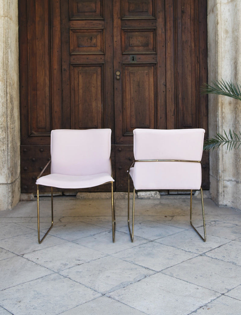 Set of Four 1970s Italian Soft Pink metal chairs