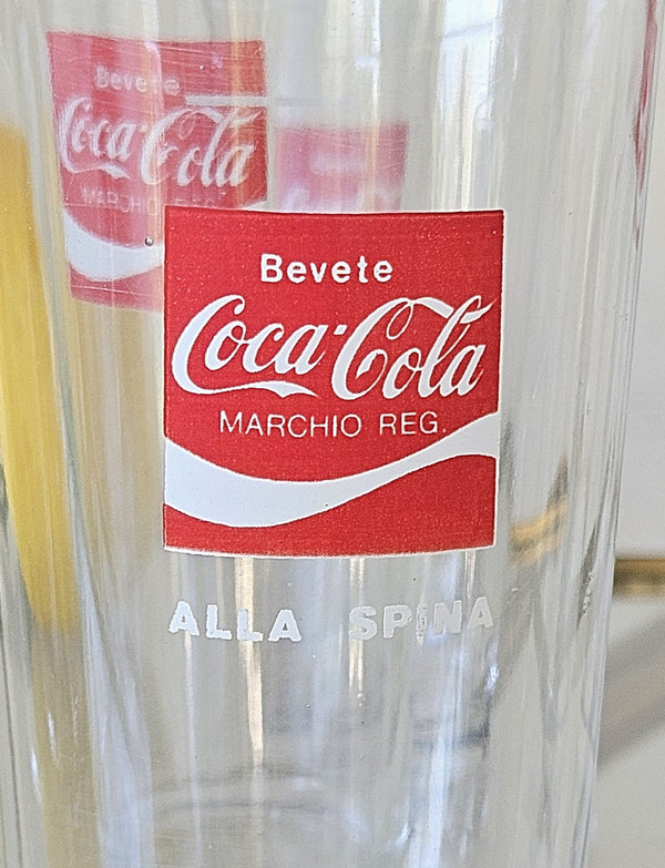 Six 1970s Italian Bevete Coca Cola Glasses