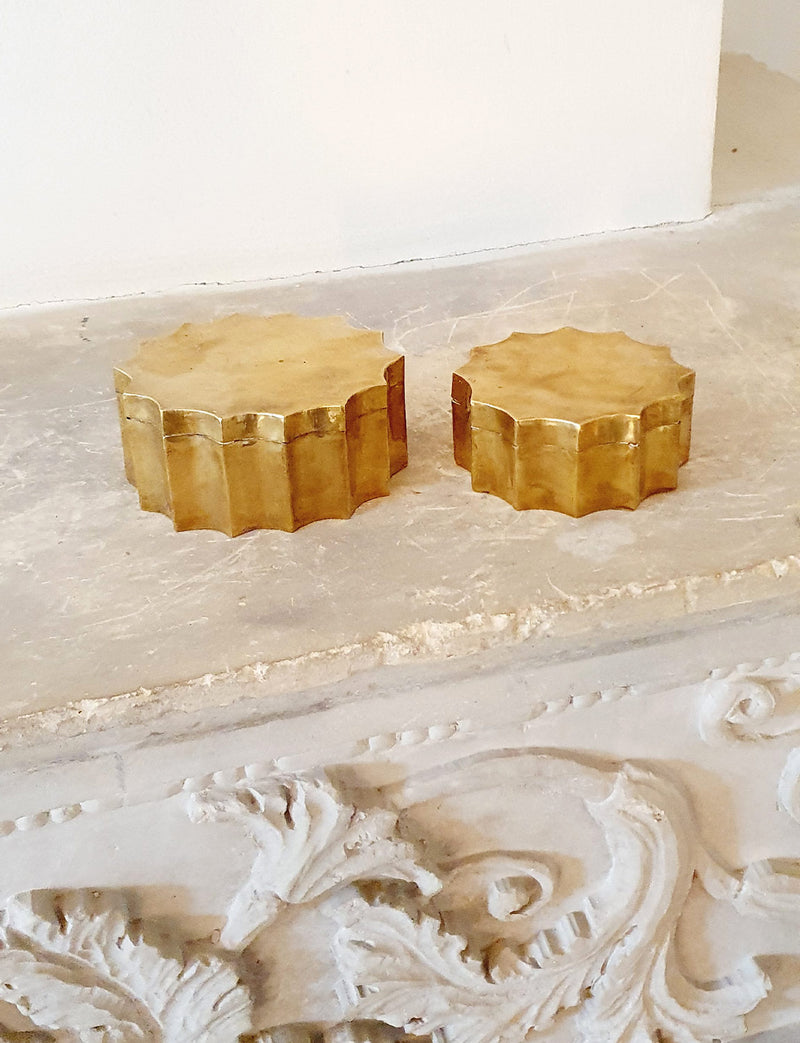 Pair of 1940s Brass Hand-made star boxes