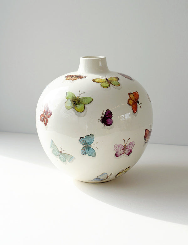 Lavenia Ceramic Vase by Guido Andlowitz with Butterflies hand-painted in 1956