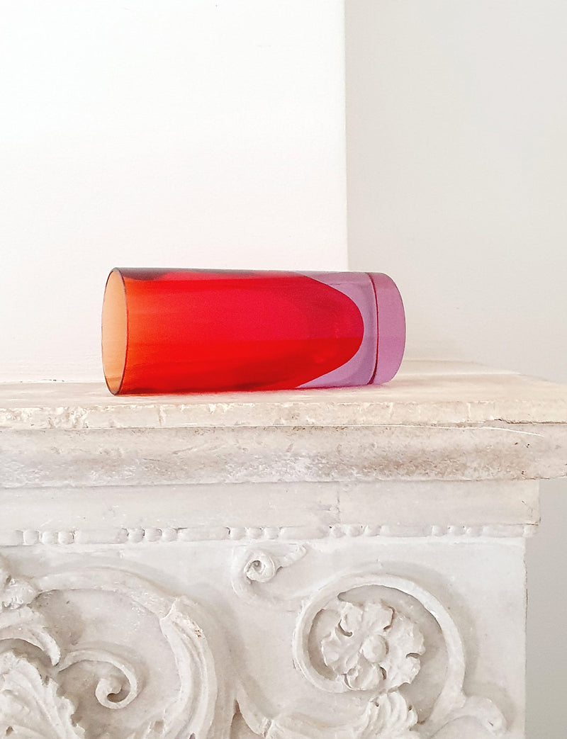 1960s Flavio Poli for Seguso Vetri D'arte Red and Pink Vase