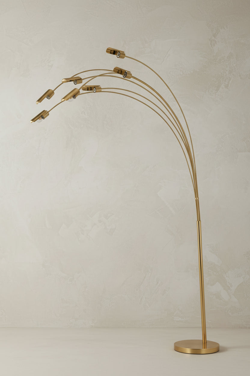 Extra Large 1970s Floor Lamp with curved metal branches