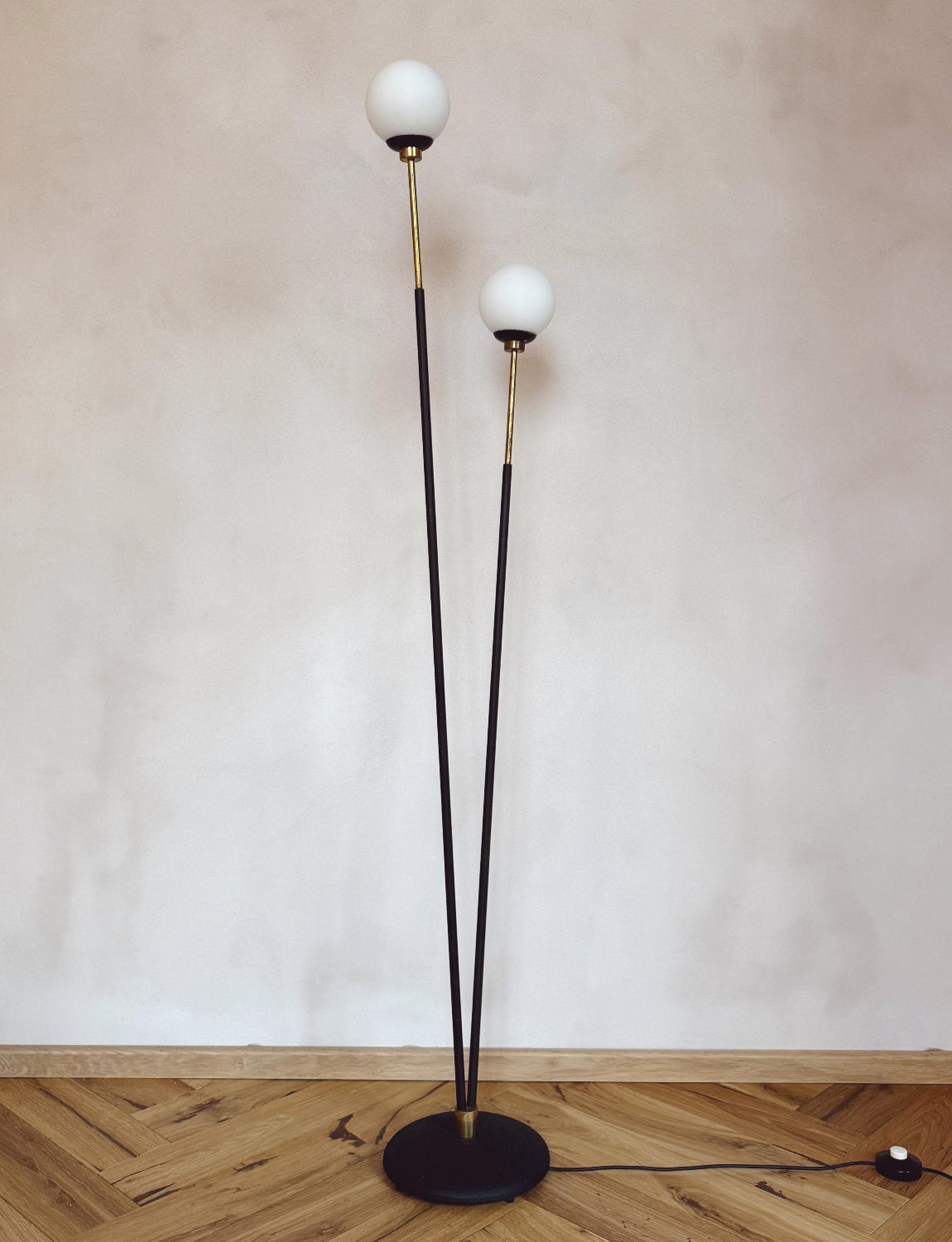 1960s Double Ball Floor lamp attributed to Stilux