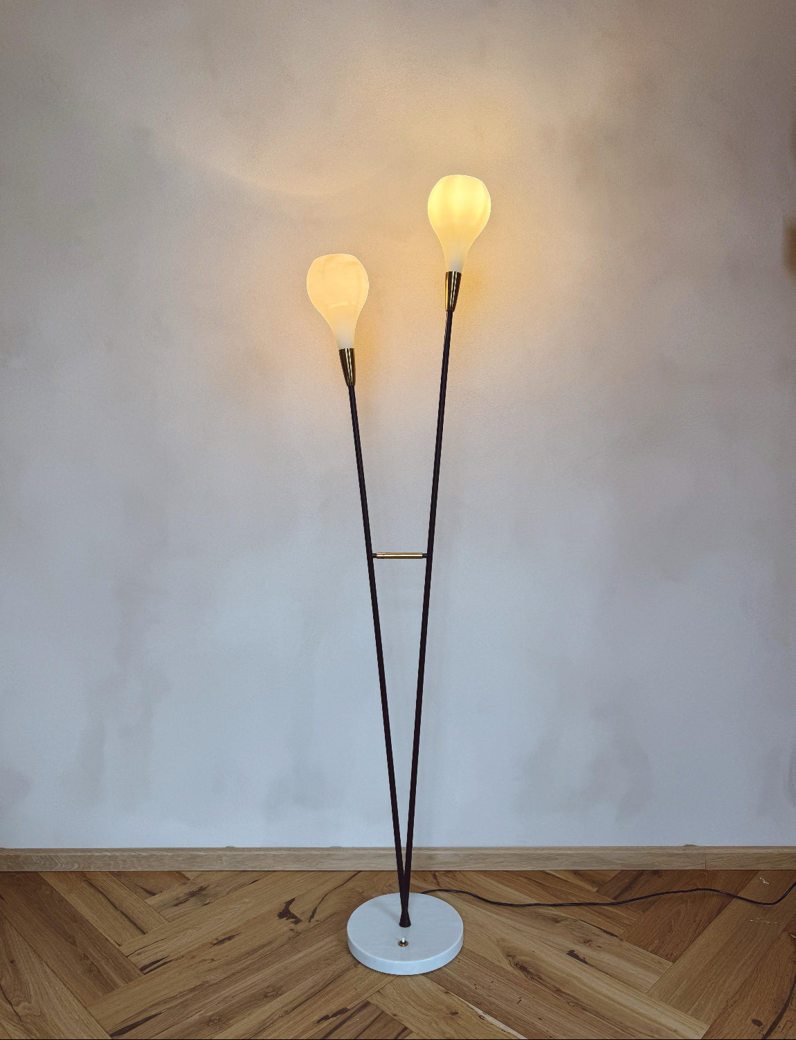 1960s Double Flute Floor lamp attributed to Stilux