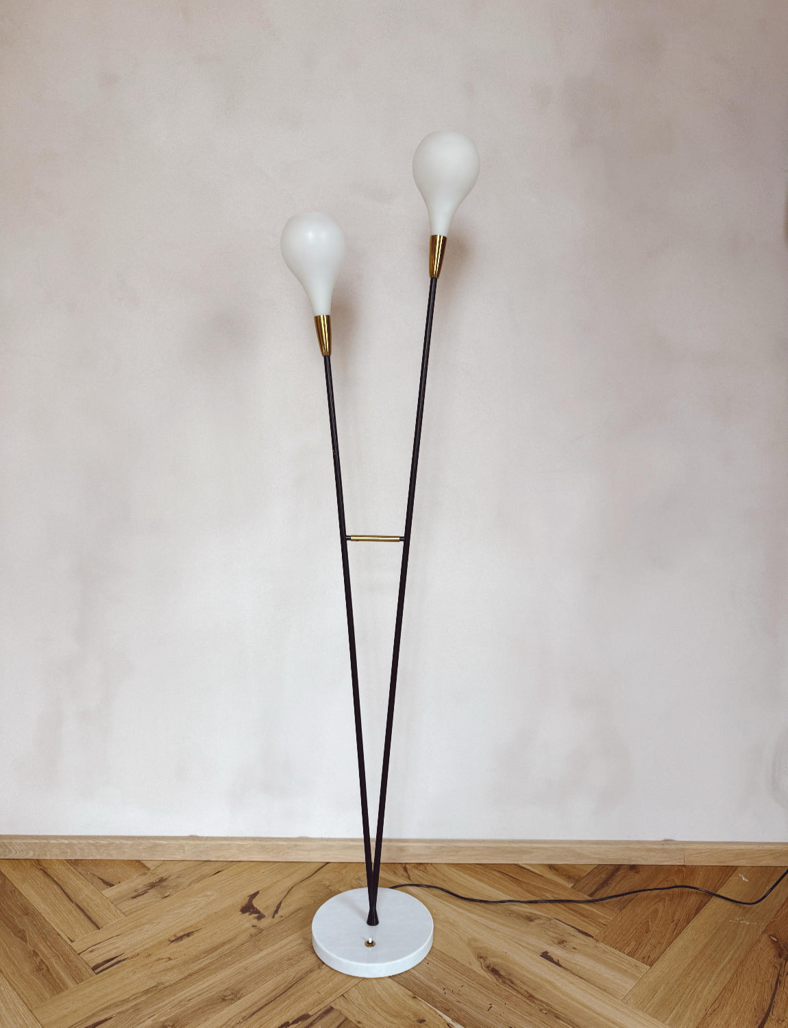 1960s Double Flute Floor lamp attributed to Stilux