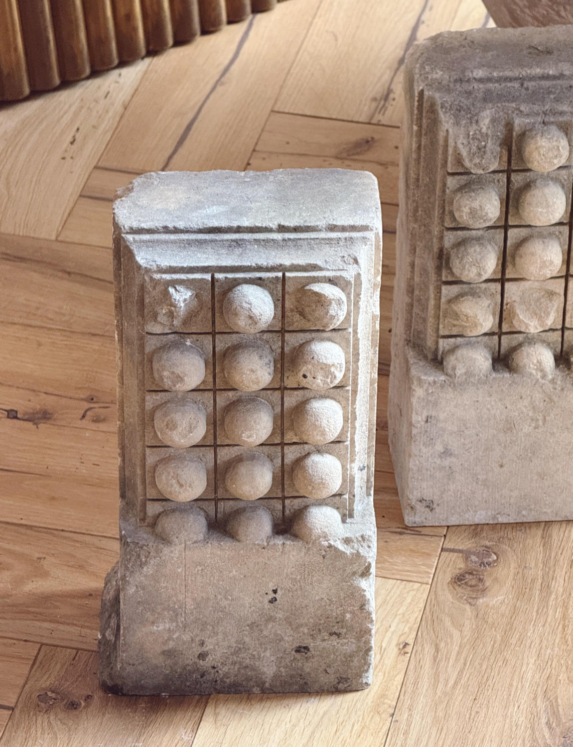 Pair of 18th Century Stone Ball Plinths Noto